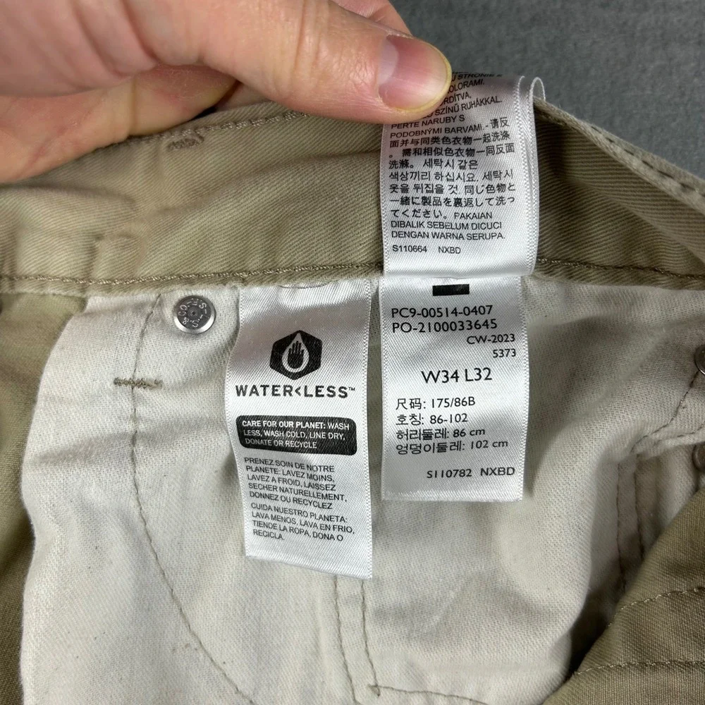 Levi's 514 Straight Fit Pants Mens 34x32 (34x30) Tan Khaki Cotton Blend Trousers